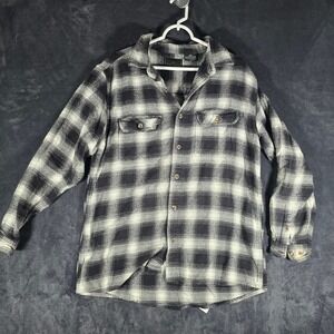 Field & Stream Mens Plaid Flannel Shirt Black Gray Casual Long‎ Sleeve L